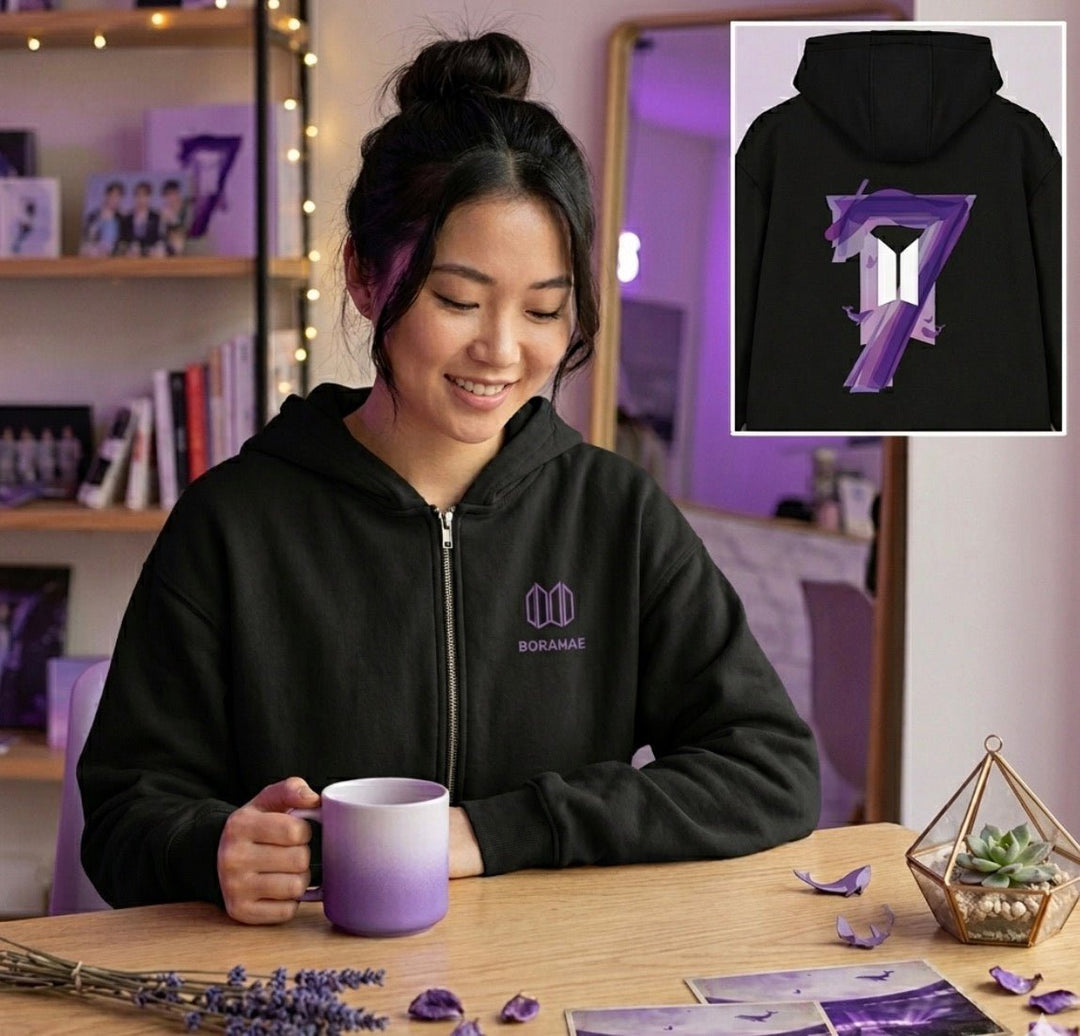 BTS Borahae "7" Zipper – I Purple You Army Zip - Hoodie Jacke - SeoulMate