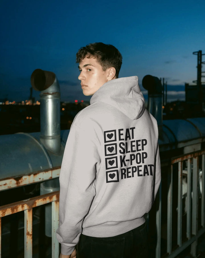K-Pop Fan Hoodie "Eat, Sleep, K-Pop, Repeat" - Hoodie for K-Pop Fans