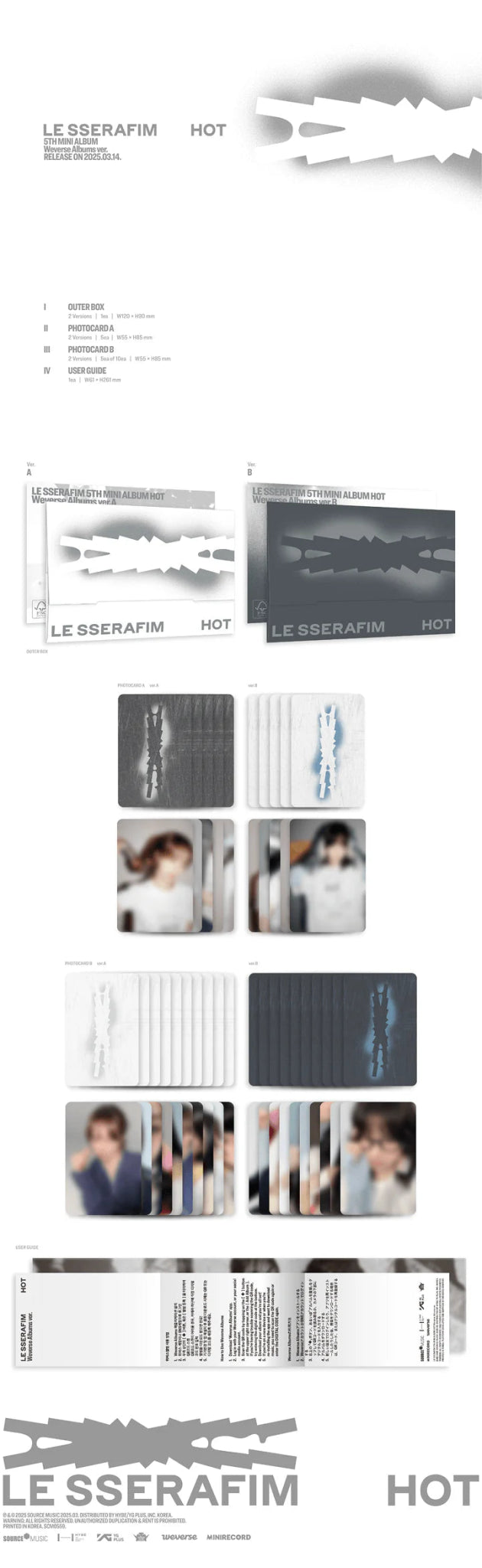 LE SSERAFIM - HOT (5th Mini Album) WeVerse Albums Ver. + WithMuu Mini Poster - Seoul - Mate